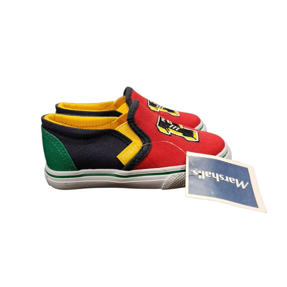 Polo Ralph Lauren Kids’‎ Landyn P-Wing Logo Patch Canvas Slip On Athletic Shoes